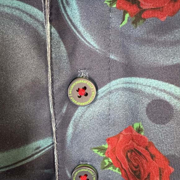 William Murray Men’s M Golf Polo Shirt Blue Bowling Rose Stretch Performance - Picture 9 of 12